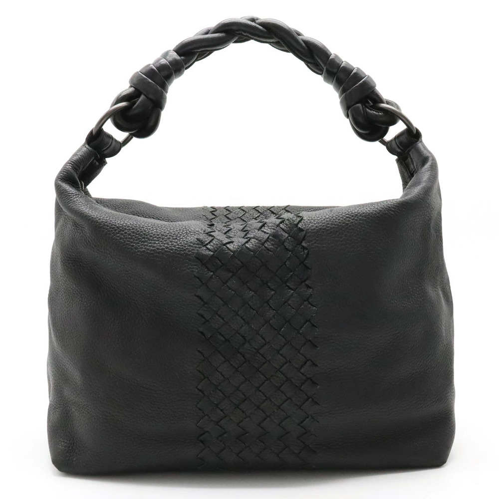 BOTTEGA VENETA Intrecciato Hobo One Shoulder Bag Handbag Leather Black